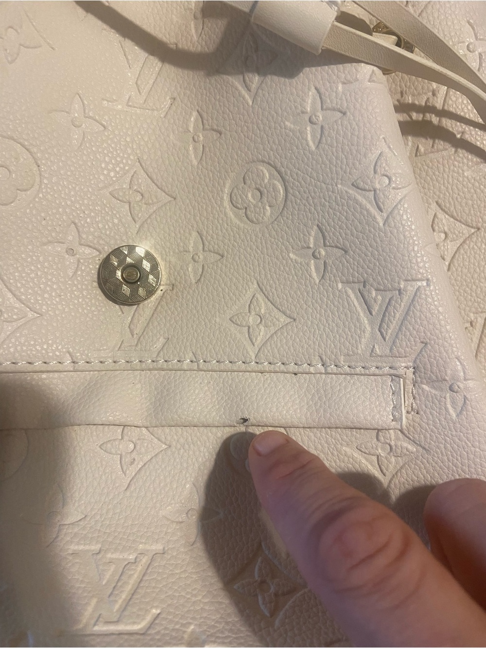 Cream Embossed Monogram Backpack - Picture 7 of 9